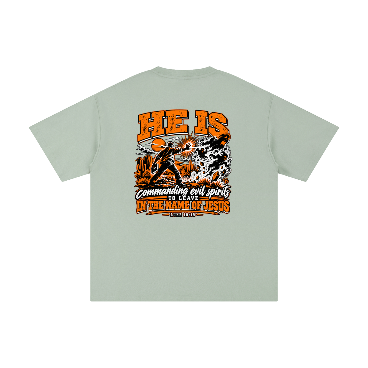 THE WEAPONS OF OUR WARFARE ARE NOT CARNAL HE IS COMMANDING EVIL SPIRITS TO LEAVE IN THE NAME OF JESUS - LUKE 10:19 - T-Shirt