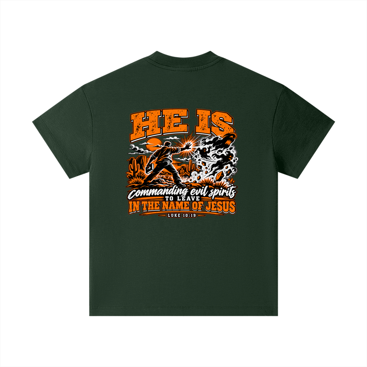 THE WEAPONS OF OUR WARFARE ARE NOT CARNAL HE IS COMMANDING EVIL SPIRITS TO LEAVE IN THE NAME OF JESUS - LUKE 10:19 - Kids T-Shirt