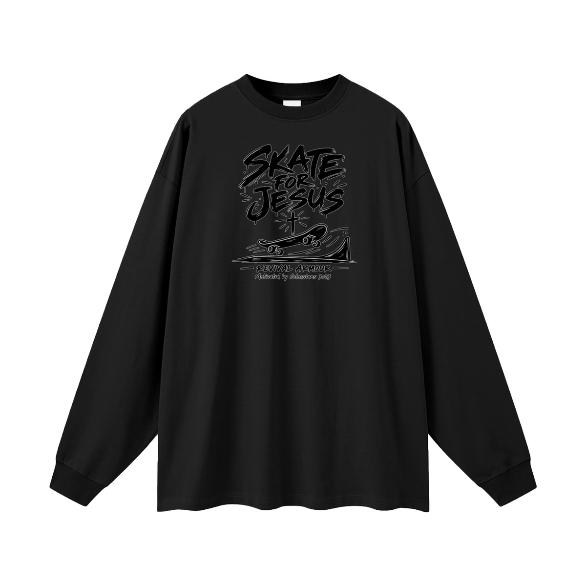 SKATE FOR JESUS REVIVAL ARMOUR Motivated by Colossians 3:23 Long Sleeve T-Shirt