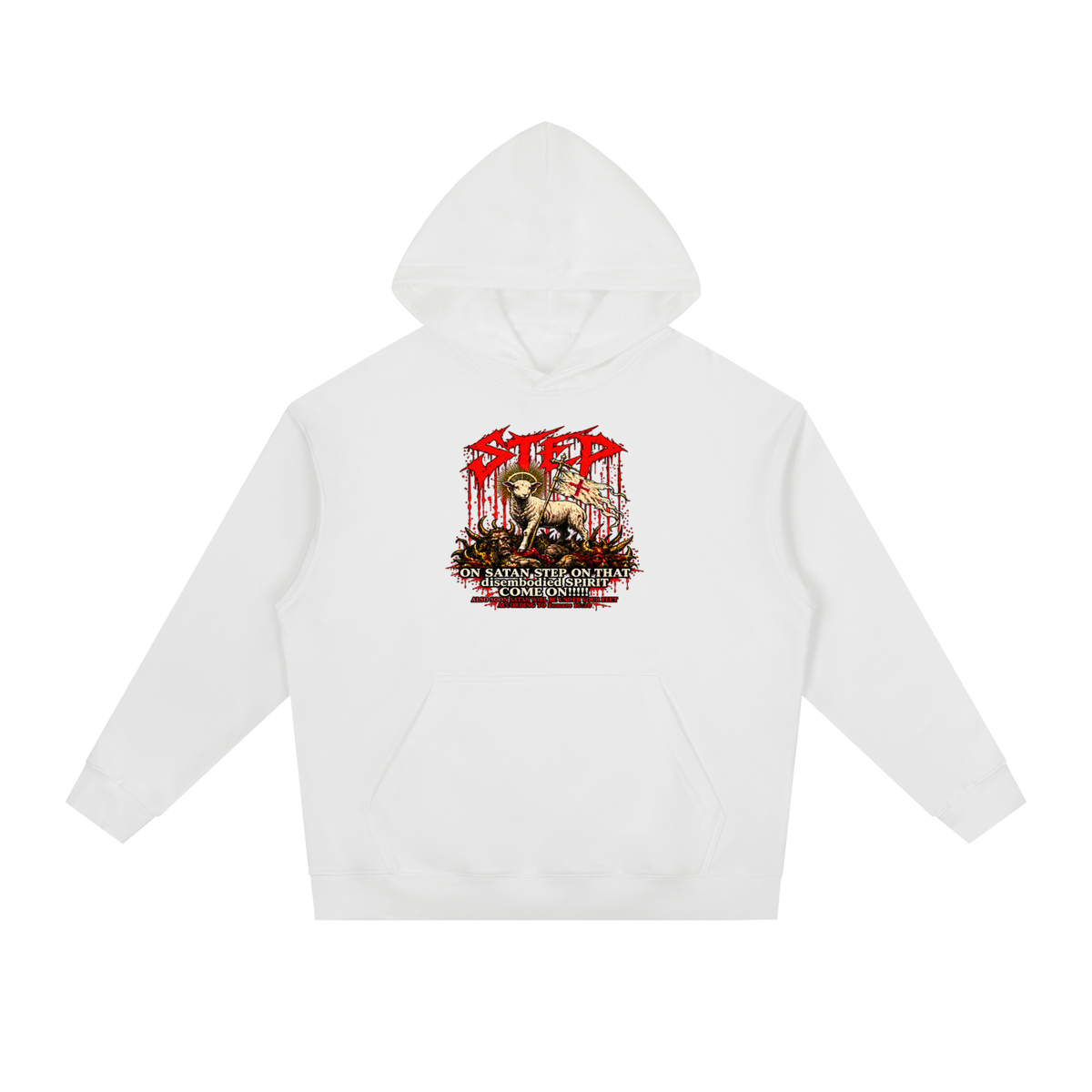 STEP ON SATAN STEP ON THAT disembodied SPIRIT COME ON!!!!! ALSO SOON SATAN WILL BE UNDER YOUR FEET ACCORDING TO Romans 16:20 Hoodie