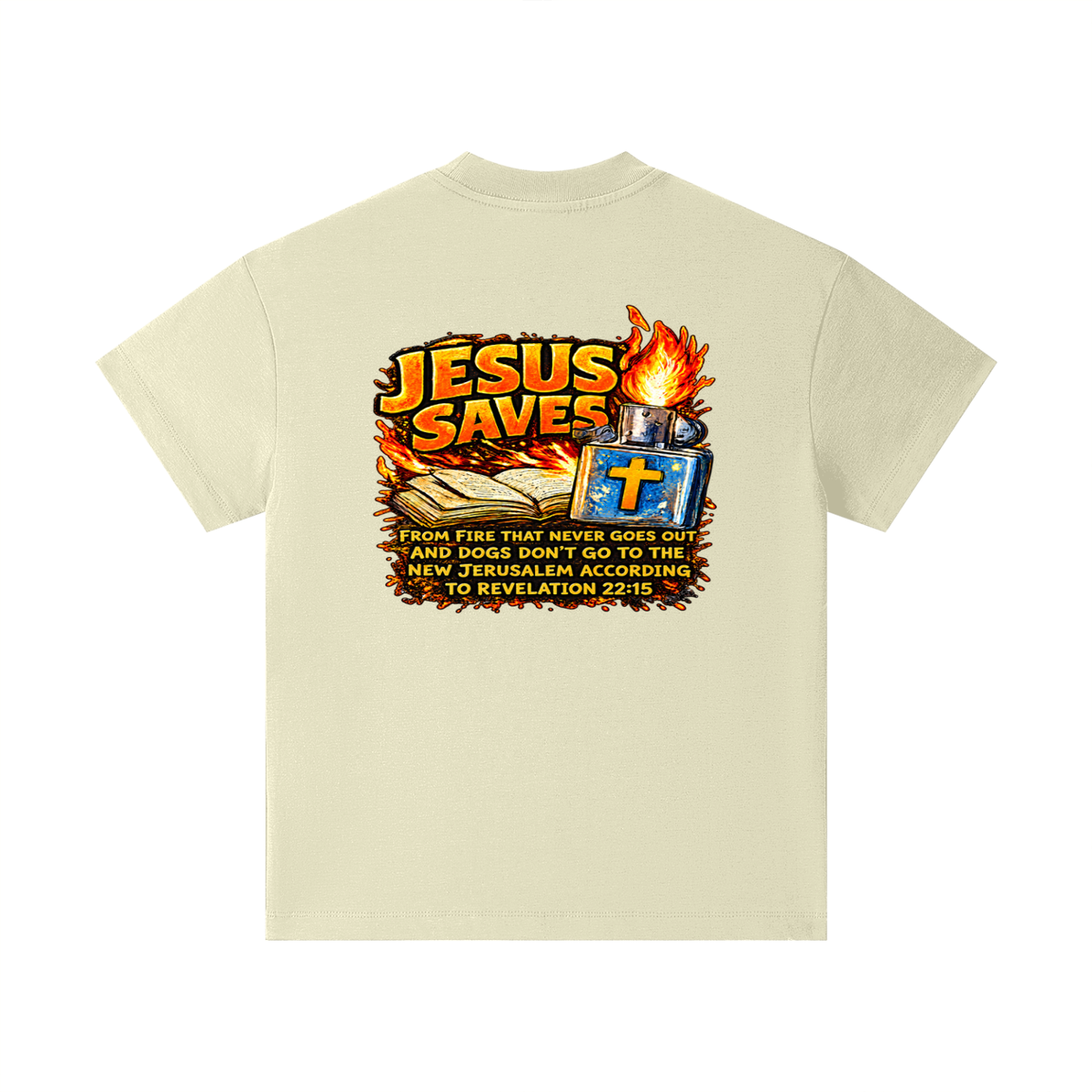 JESUS SAVES FROM IRE THAT GOES OUT AND DOGS DON'T GO TO THE NEW JERUSALEM ACCORDING TO REVELATION 22:15 Kids T-Shirt