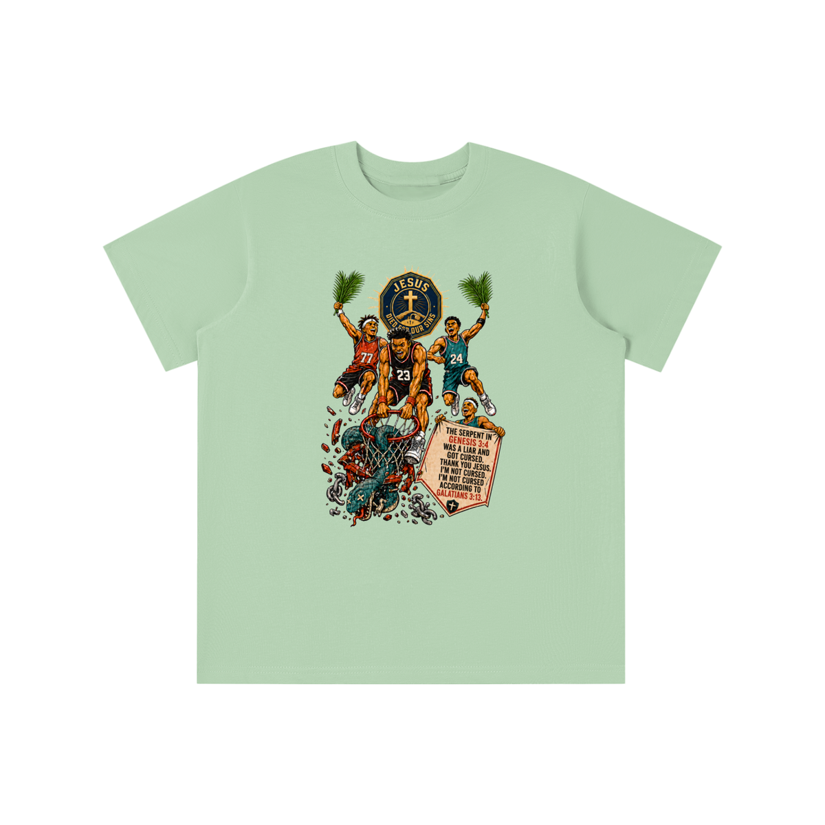 THE SERPENT IN GENESIS 3:4 WAS A LIAR AND GOT CURSED. THANK YOU JESUS. I'M NOT CURSED. I'M NOT CURSED ACCORDING TO GALATIANS 3:13. youth T-shirt