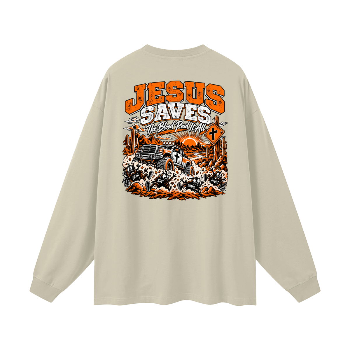JESUS DIED FOR FOR OUR SINS THAT'S THE GOOD NEWS 1 CORTHIANS 15:1-4 JESUS SAVES THE BLOOD PAID IT ALL Long Sleeve T-Shirt