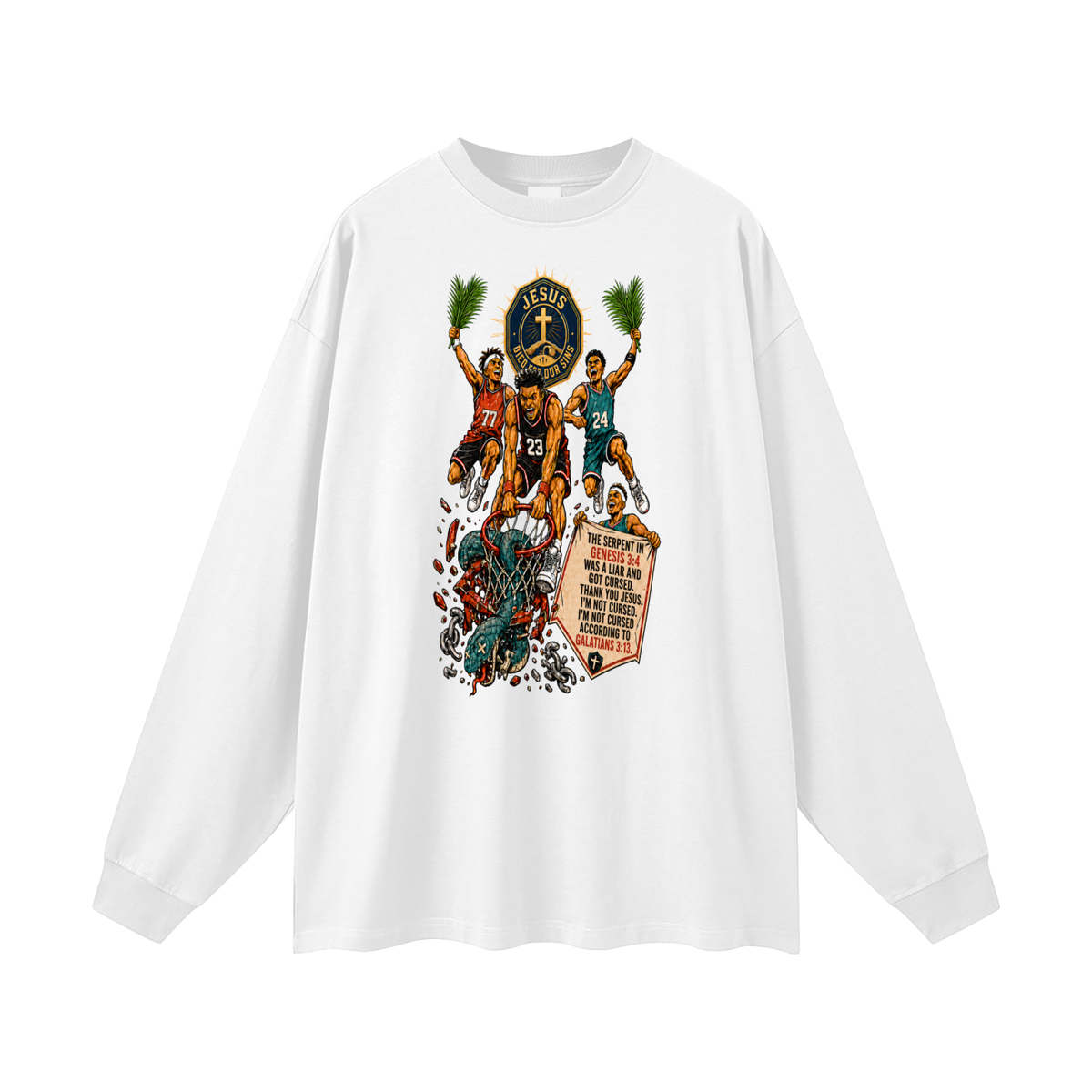 THE SERPENT IN GENESIS 3:4 WAS A LIAR AND GOT CURSED. THANK YOU JESUS. I'M NOT CURSED. I'M NOT CURSED ACCORDING TO GALATIANS 3:13. Long Sleeve T-Shirt