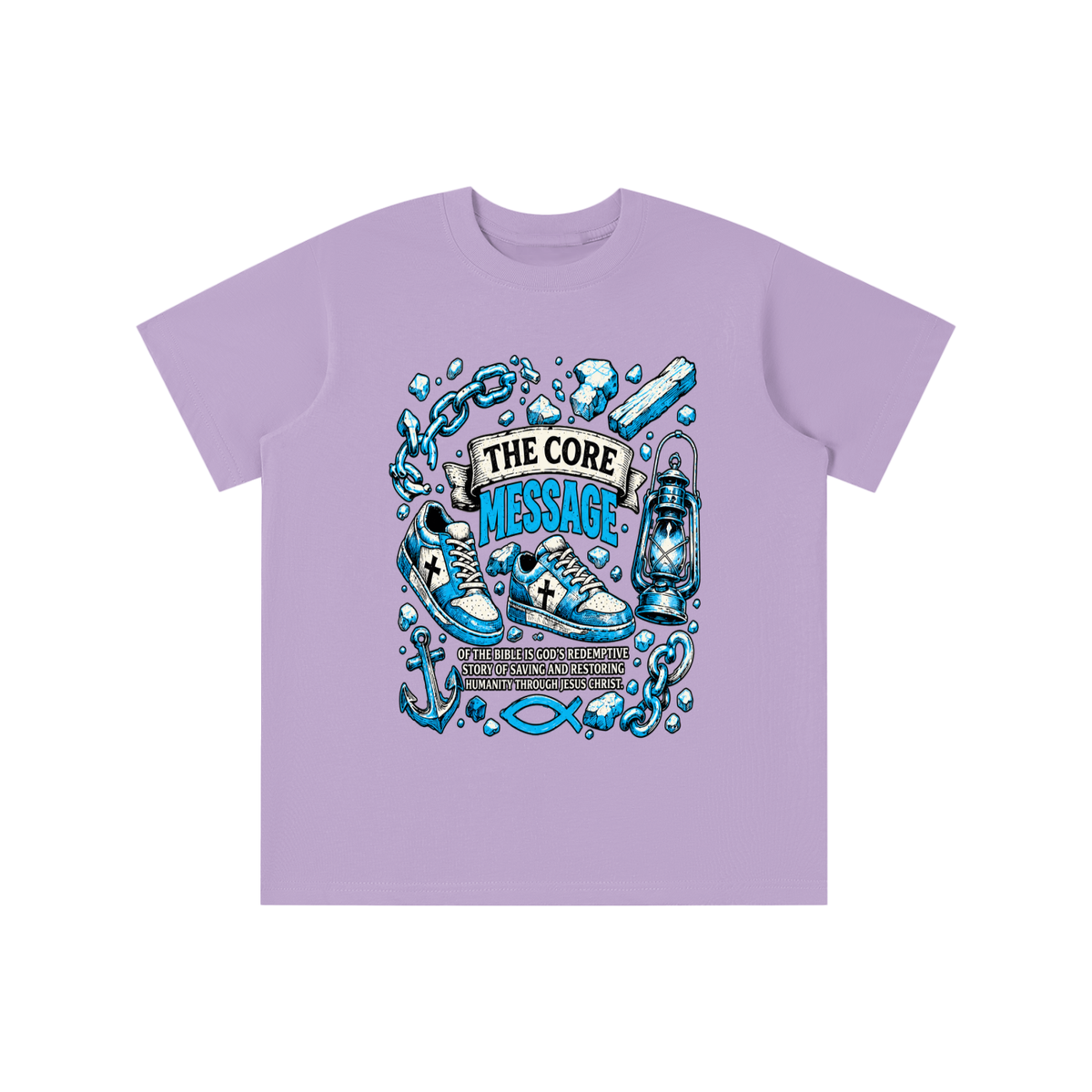 the core message of the bible is God's redemptive story of saving and restoring humanity through Jesus Christ. youth T-shirt