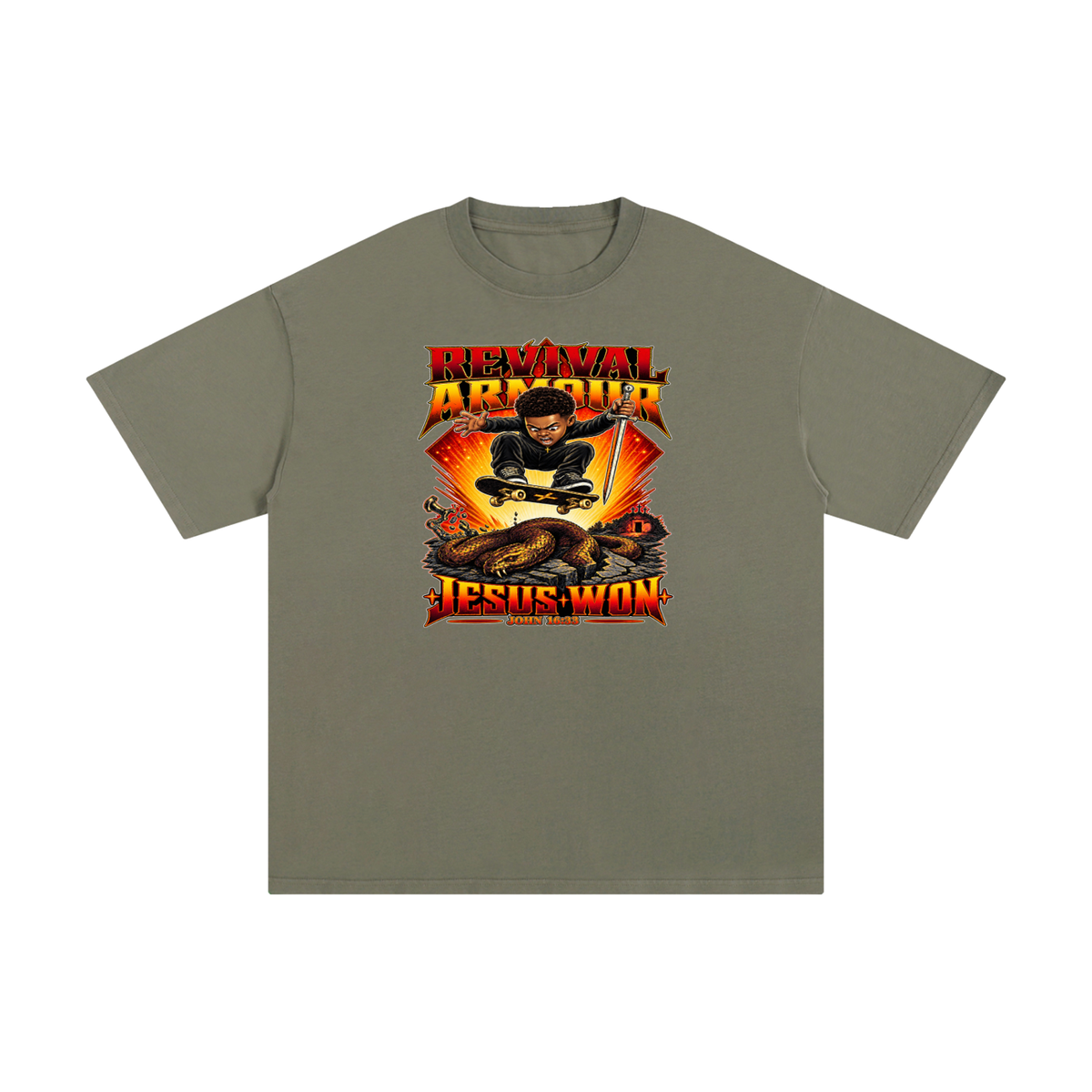 REVIVAL ARMOUR JESUS * WON - JOHN 16:33 - T-Shirt