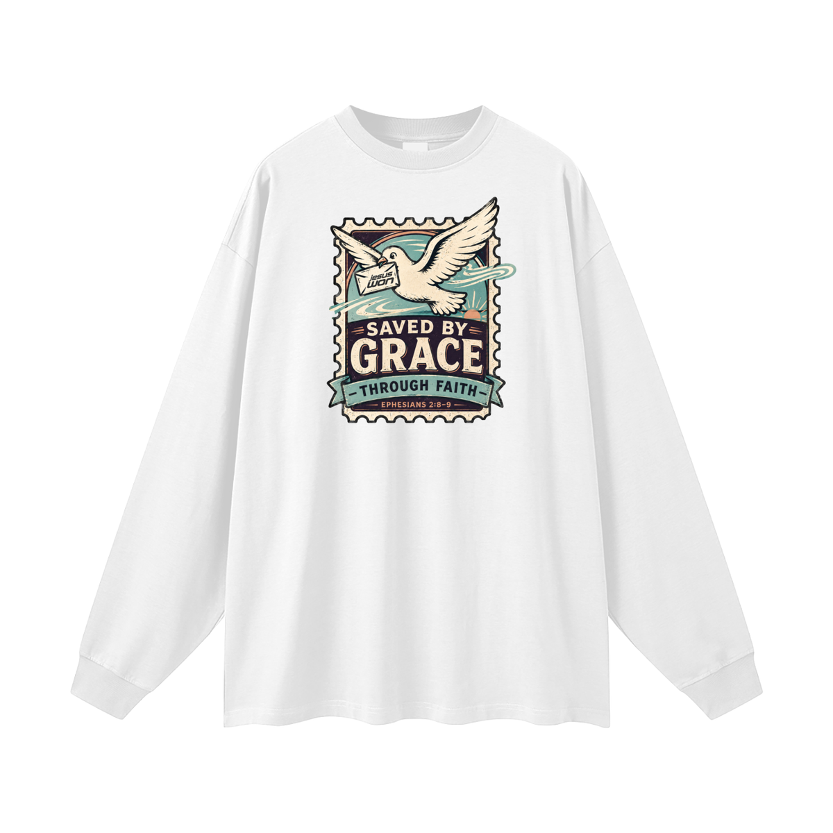 SAVED BY GRACE -THROUGH FAITH- - EPHESIANS 2:8-9 - Long Sleeve T-Shirt