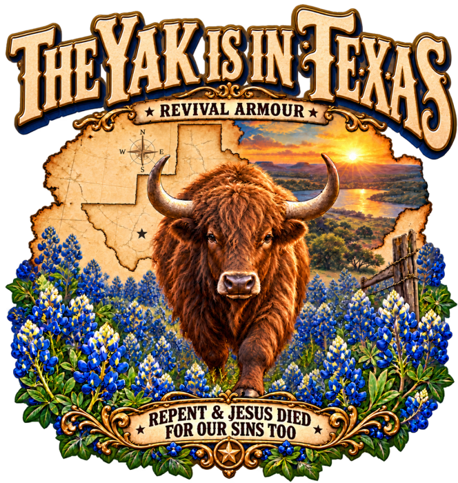 THE YAK IS IN TEXAS REPENT & JESUS DIED FOR OUR SINS TOO Kids T-Shirt