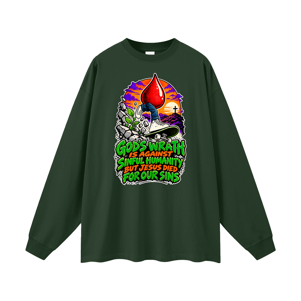 GOD'S WRATH IS AGAINST SINFUL HUMANITY BUT JESUS DIED FOR OUR SINS Long Sleeve T-Shirt