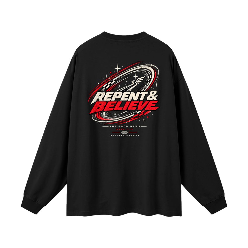 JESUS CHRIST DIED FOR OUR SINS THAT'S THE GOOD NEWS ACCORDING TO 1 CORINTHIANS 15:1-4 REPENT & BELIEVE THE GOOD NEWS - MARK 1:15 - REVIVAL ARMOUR Long Sleeve T-Shirt