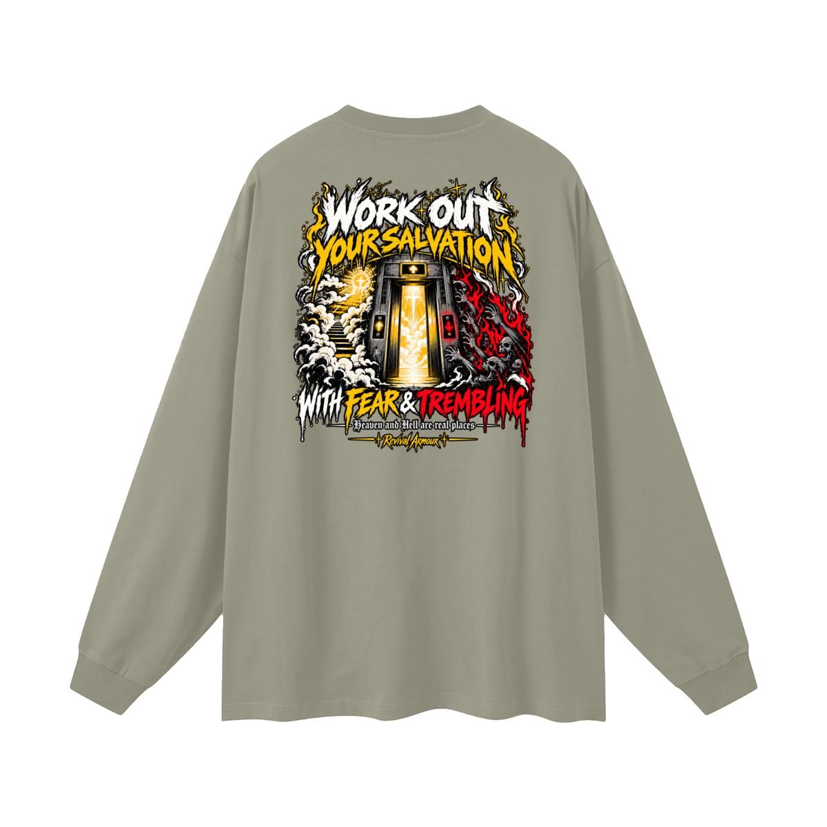 THE WAGE OF SIN IS DEATH WORKOUT YOUR SALVATION WITH FEAR & TREMBLING Long Sleeve T-Shirt