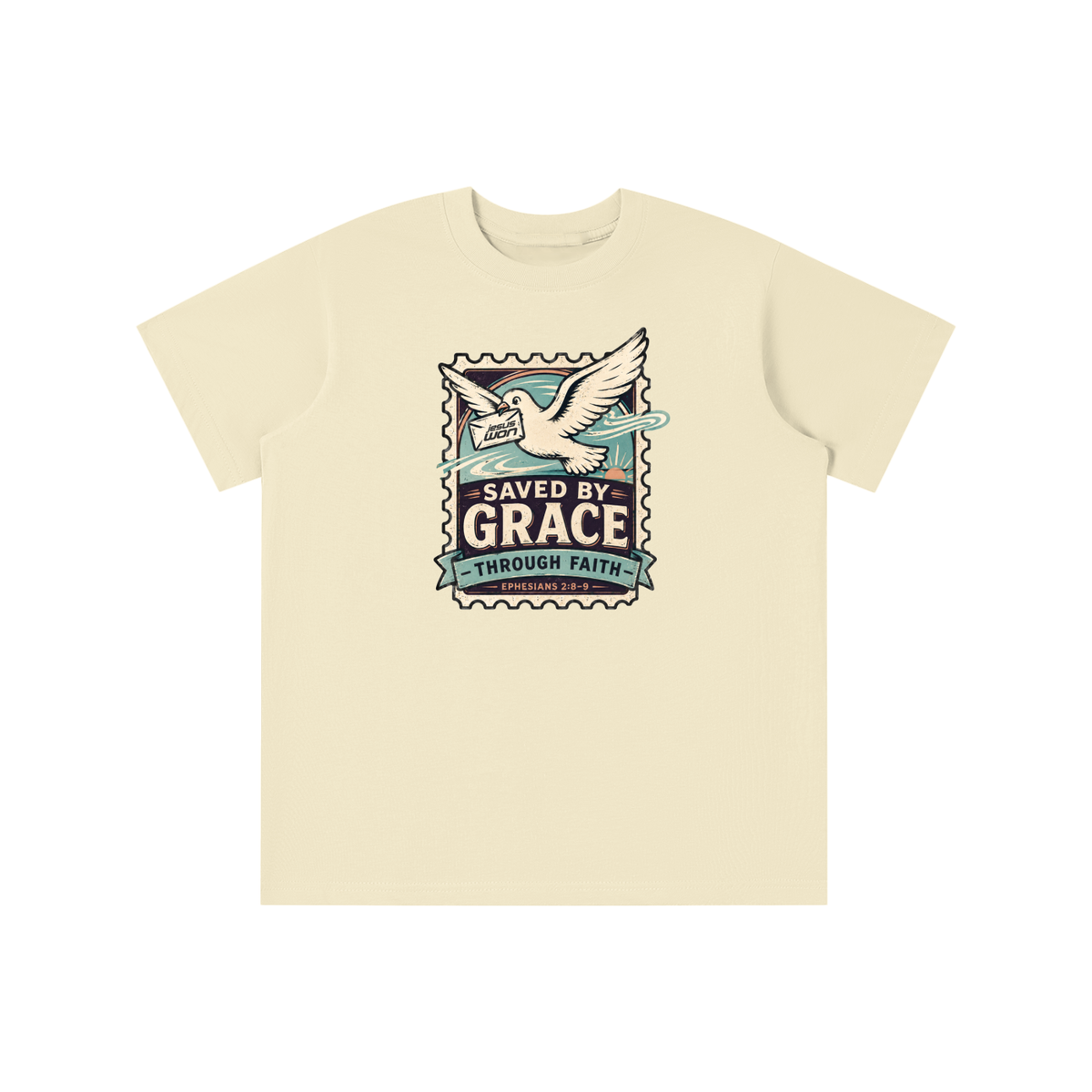 SAVED BY GRACE -THROUGH FAITH- - EPHESIANS 2:8-9 - youth T-shirt