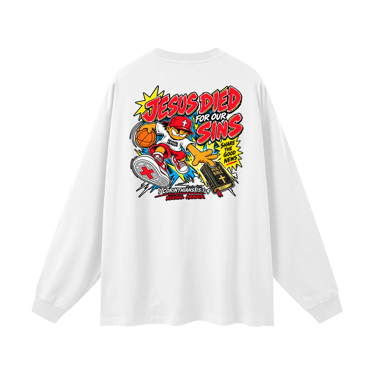 SUBMIT TO JESUS RESIST THE DEVIL AND HE WILL FLEE FROM YOU INSPIRED BY JAMES 4:7 JESUS DIED FOR OUR SINS SHARE THE GOOD NEWS HOLY BIBLE 1 CORTHIANS 15:1-4 REVIVAL ARMOUR Long Sleeve T-Shirt