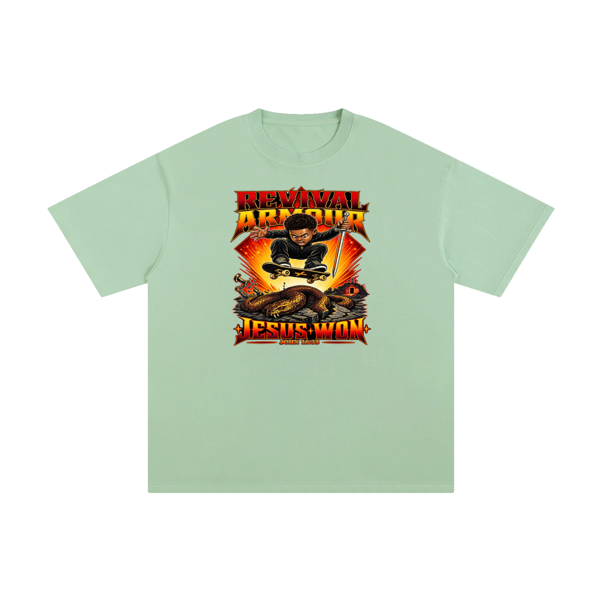 REVIVAL ARMOUR JESUS * WON - JOHN 16:33 - T-Shirt