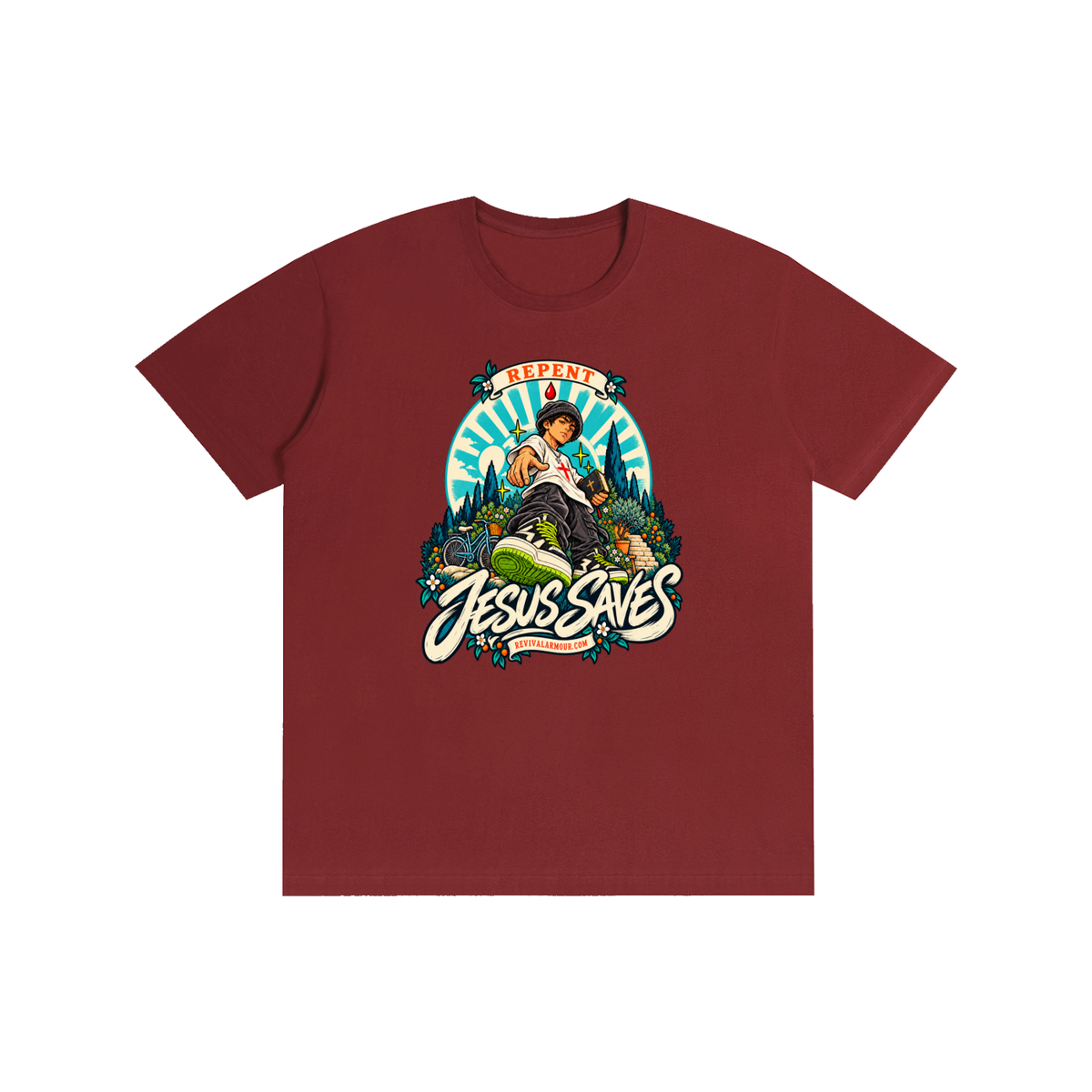 REPENT JESUS SAVES REVIVALARMOUR.COM T-Shirt