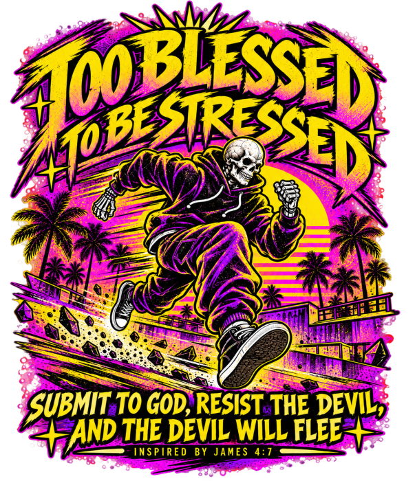 TOO BLESSED TO BE STRESSED SUMIT TO GOD, RESIST THE DEVIL, AND THE DEVIL WILL FLEE INSPIRED BY JAMES 4:7 Hoodie