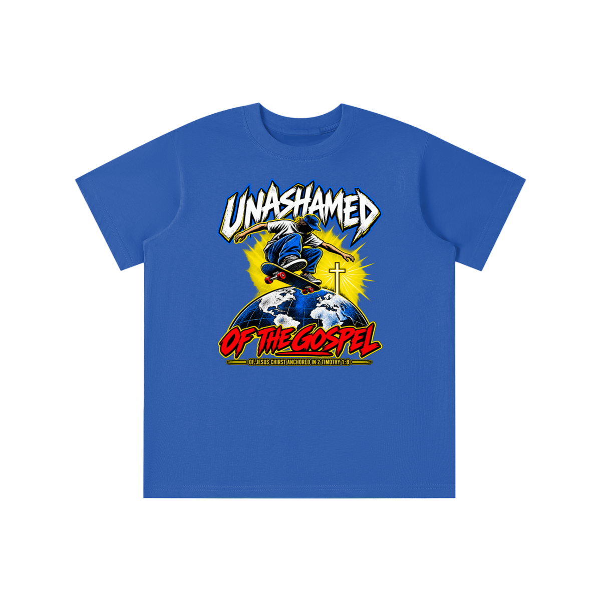 UNASHAMED OF THE GOPEL OF JESUS CHIRST ANCHORED IN 2 TIMOTHY 1:8 youth T-shirt
