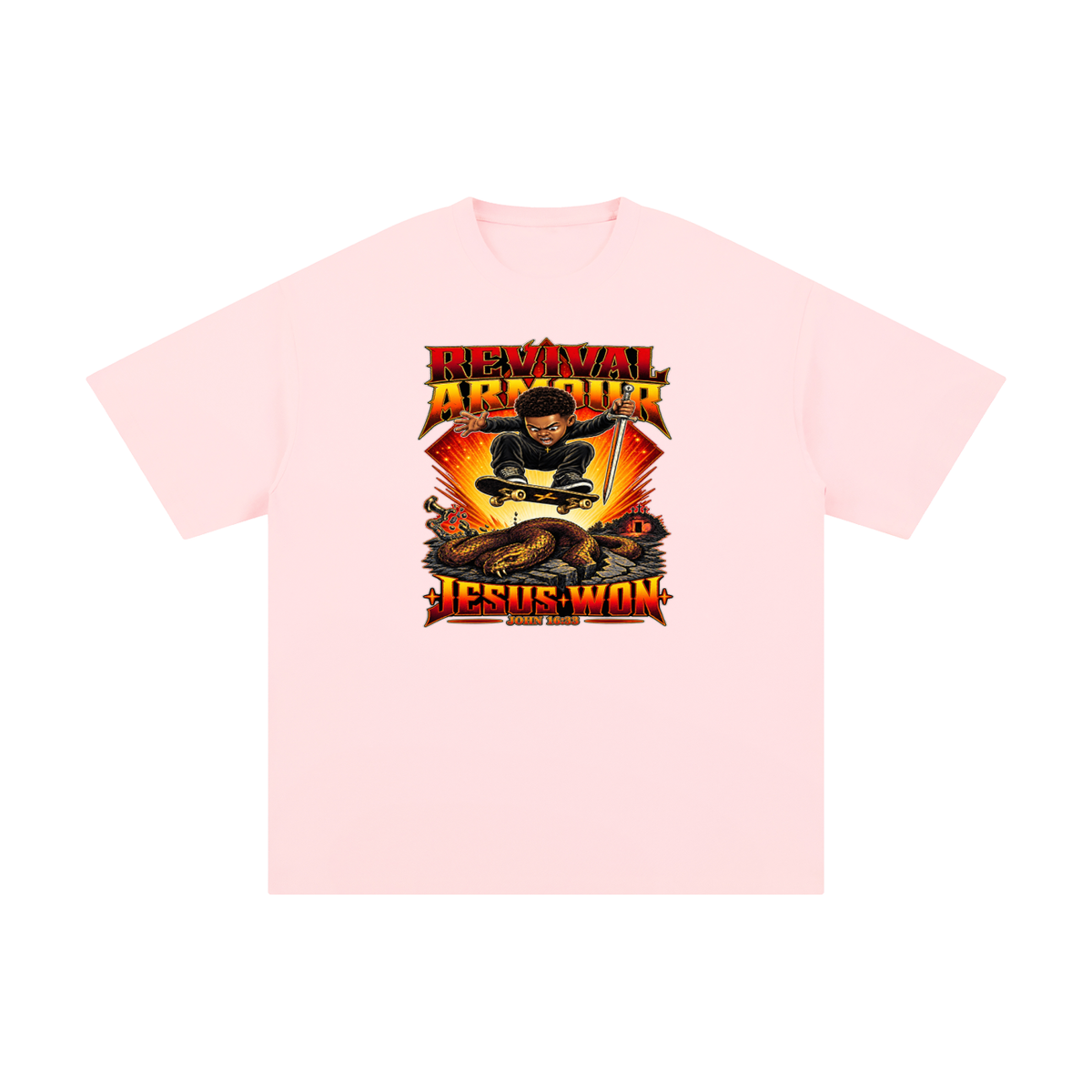 REVIVAL ARMOUR JESUS * WON - JOHN 16:33 - T-Shirt