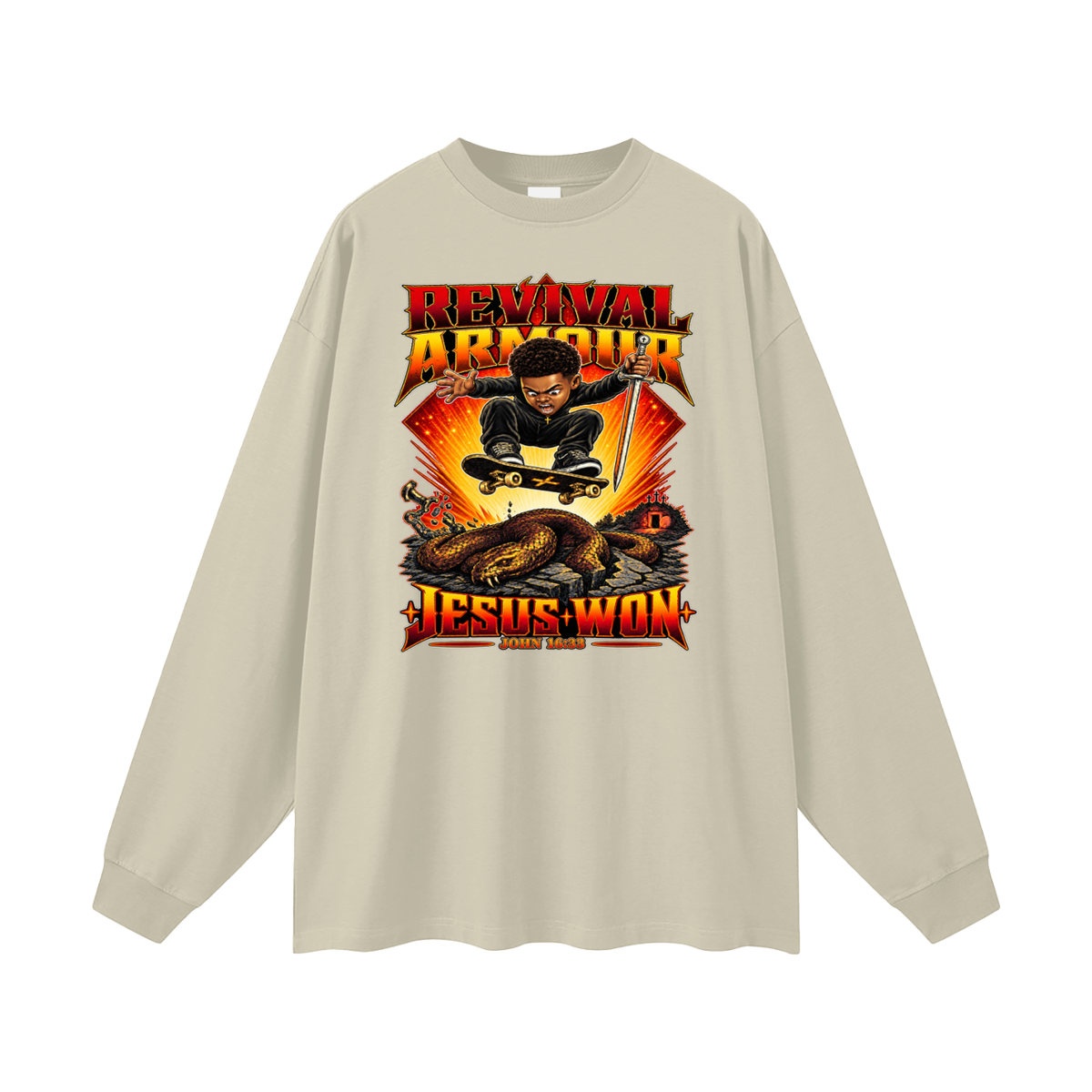REVIVAL ARMOUR JESUS * WON - JOHN 16:33 - Long Sleeve T-Shirt