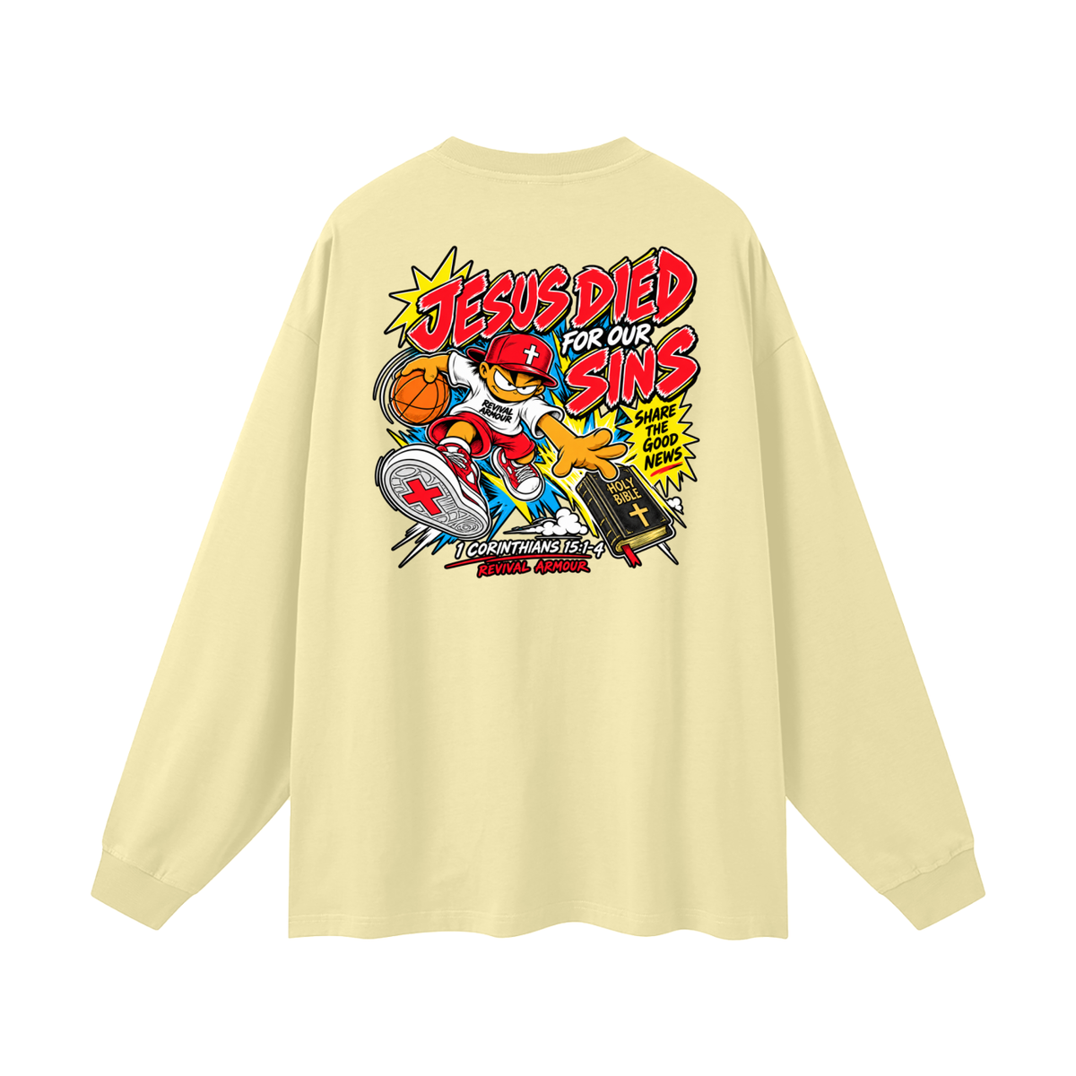 SUBMIT TO JESUS RESIST THE DEVIL AND HE WILL FLEE FROM YOU INSPIRED BY JAMES 4:7 JESUS DIED FOR OUR SINS SHARE THE GOOD NEWS HOLY BIBLE 1 CORTHIANS 15:1-4 REVIVAL ARMOUR Long Sleeve T-Shirt