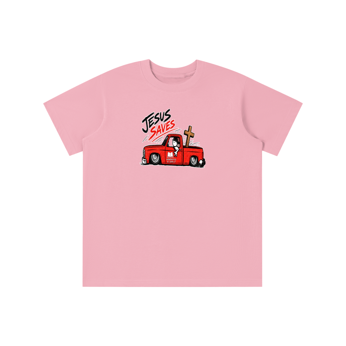 JESUS SAVES BOOK HEBREWS 9:22 & 1 JOHN 1:7 youth T-shirt