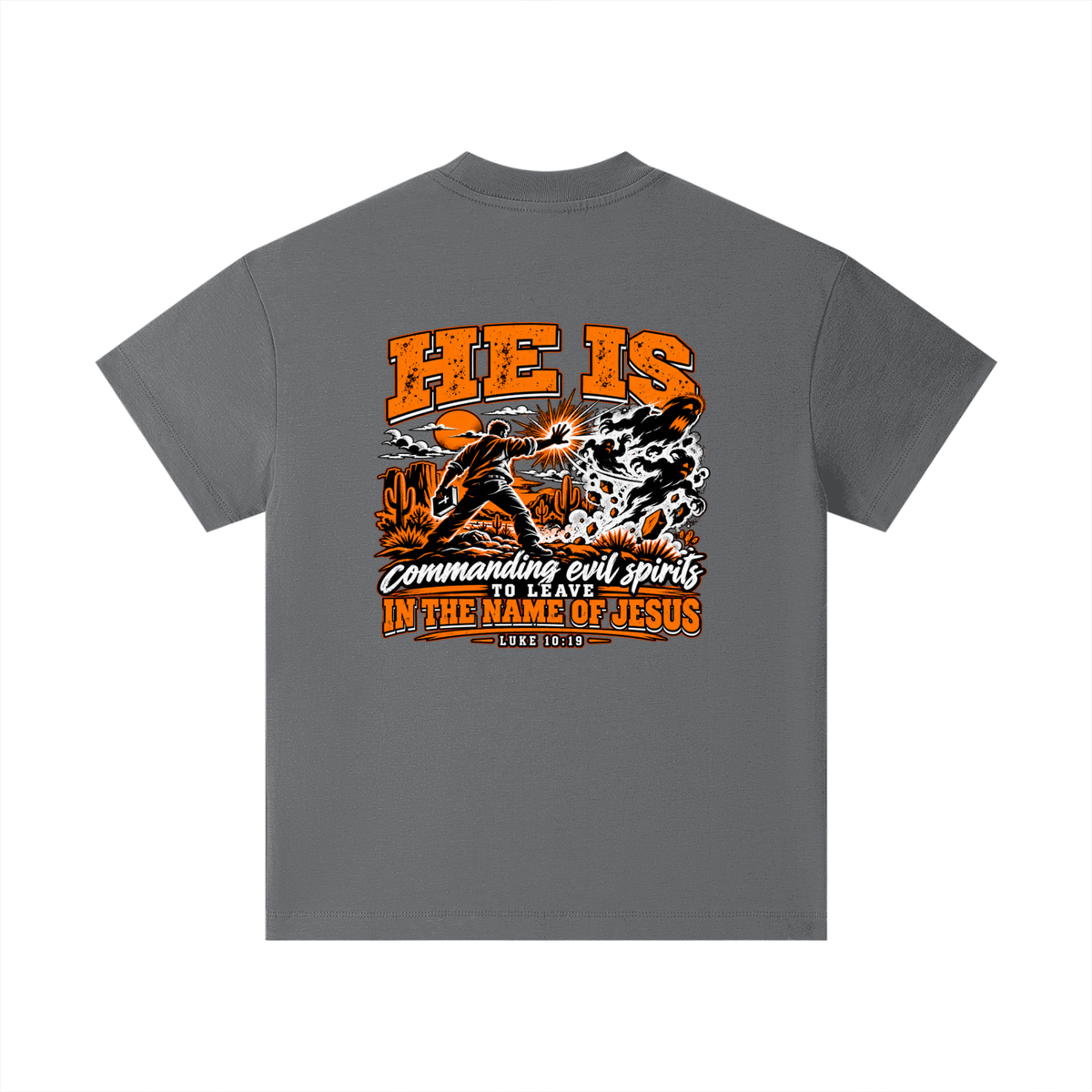 THE WEAPONS OF OUR WARFARE ARE NOT CARNAL HE IS COMMANDING EVIL SPIRITS TO LEAVE IN THE NAME OF JESUS - LUKE 10:19 - Kids T-Shirt