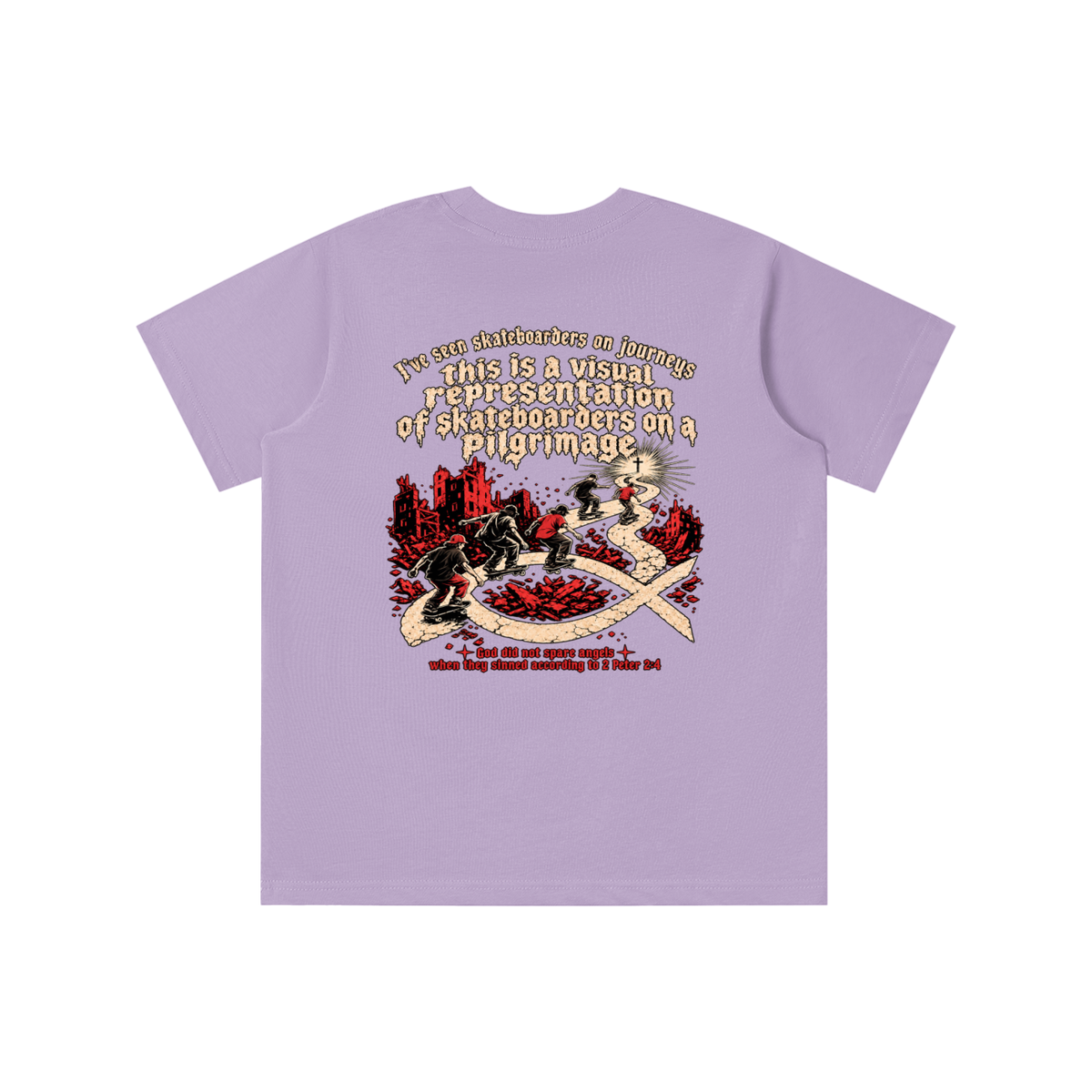 skateboarders on a pilgrimage youth T-shirt