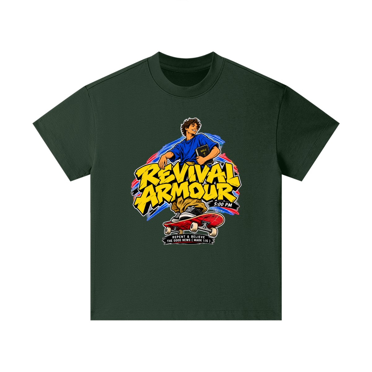 REVIVAL ARMOUR 5:00PM REPENT & BELIEVE THE GOOD NEWS ( MARK 1:15 ) Kids T-Shirt