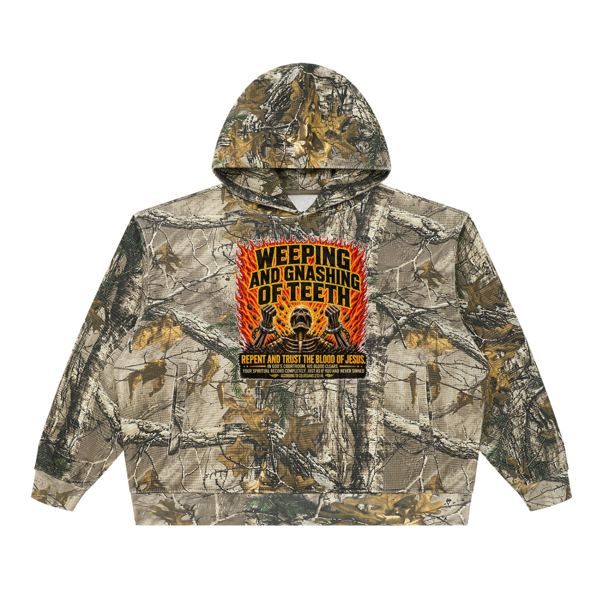 WEEPING AND GNASHING OF TEETH Waffle Tree Camo Hoodie