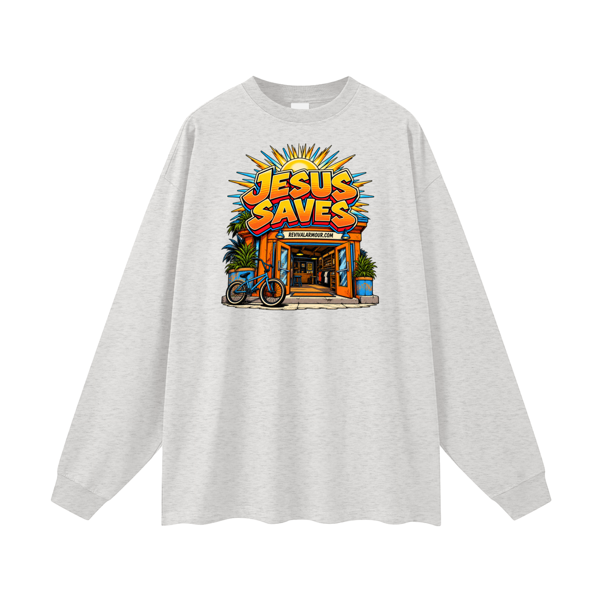 JESUS SAVES REVIVALARMOUR.COM Long Sleeve T-Shirt