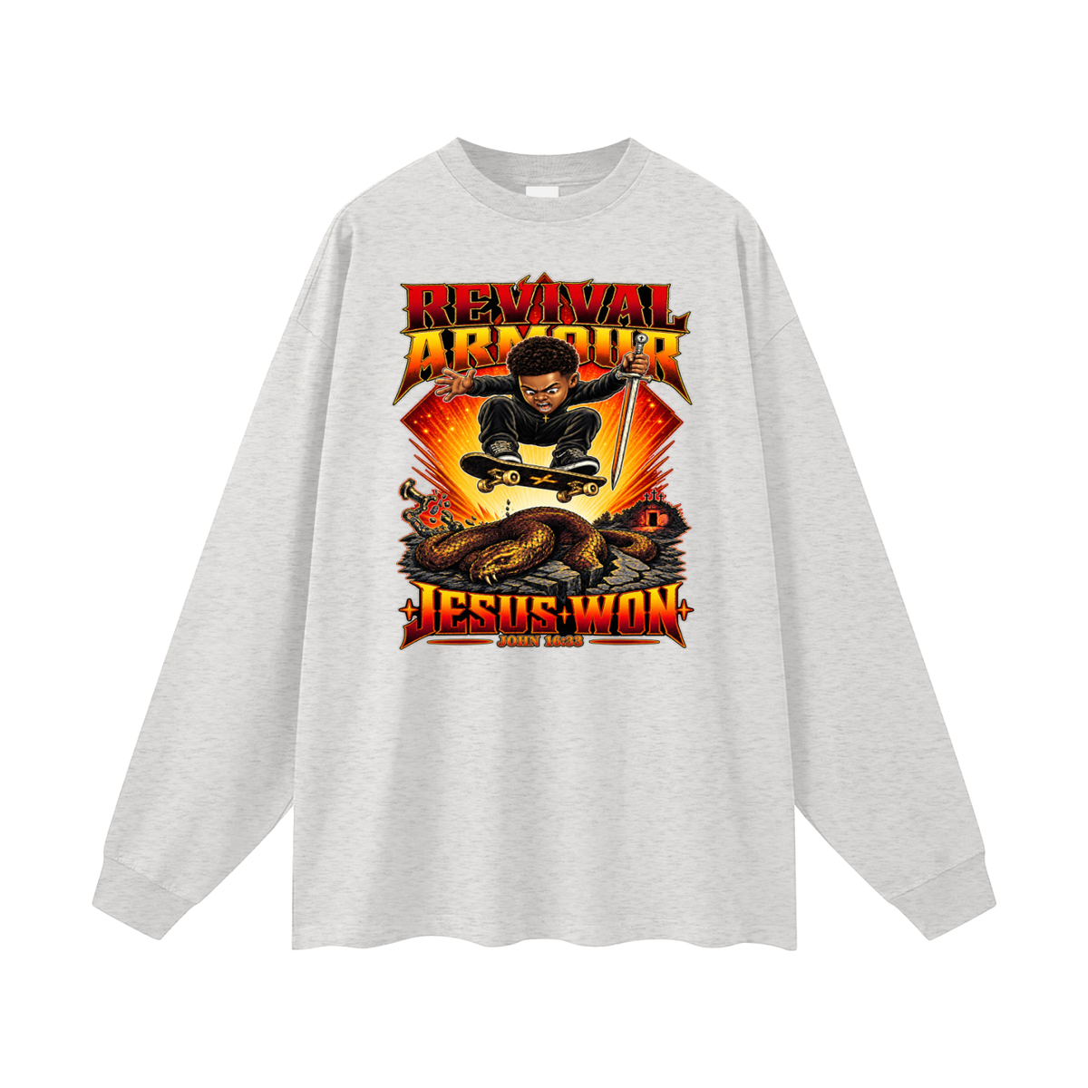 REVIVAL ARMOUR JESUS * WON - JOHN 16:33 - Long Sleeve T-Shirt