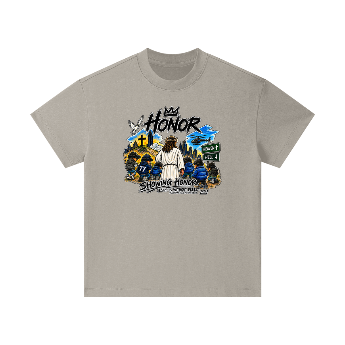 HONOR SHOWING HONOR JESUS IS WITHOUT DEFECT ACCORDING TO 1 PETER 1:18-19 Kids T-Shirt