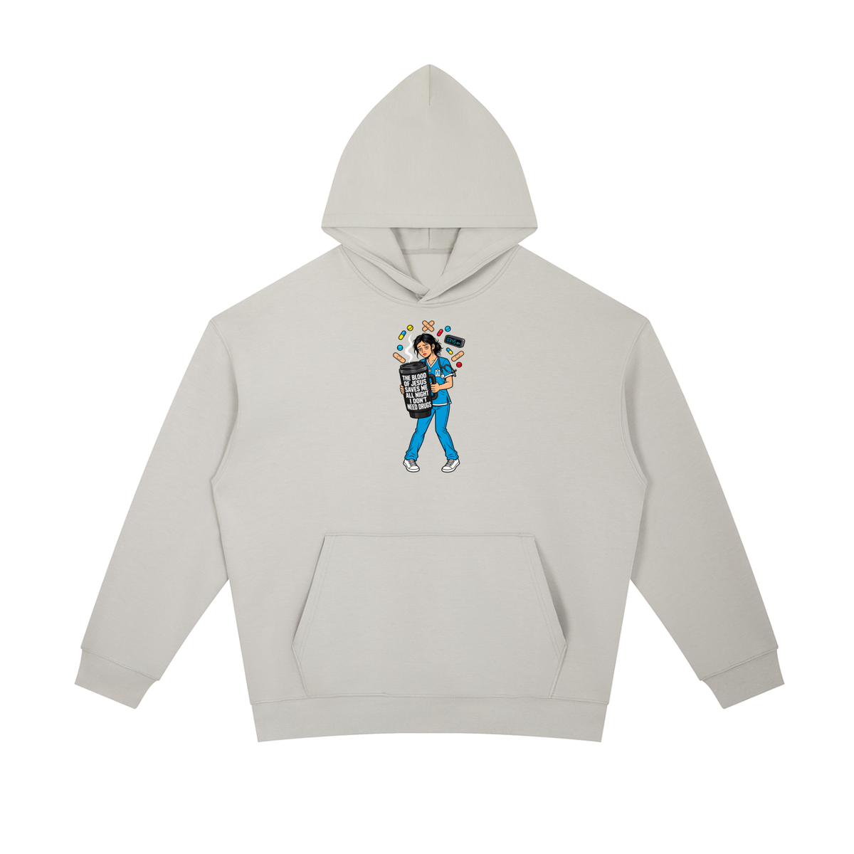 THE BLOOD OF JESUS SAVES ME ALL NIGHT I DON'T NEED DRUGS Hoodie