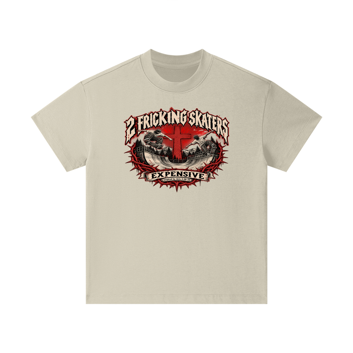 2 FRICKING SKATERS EXPENSIVE inspired by Acts 2:38-39 Kids T-Shirt