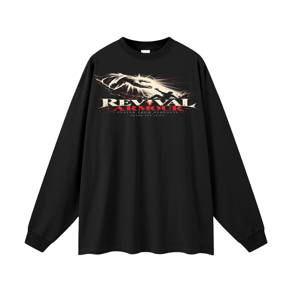 REVIVAL ARMOUR -PULLED FROM DARKNESS- -1 COLOSSIANS 1:13- THANK YOU JESUS Long Sleeve T-Shirt