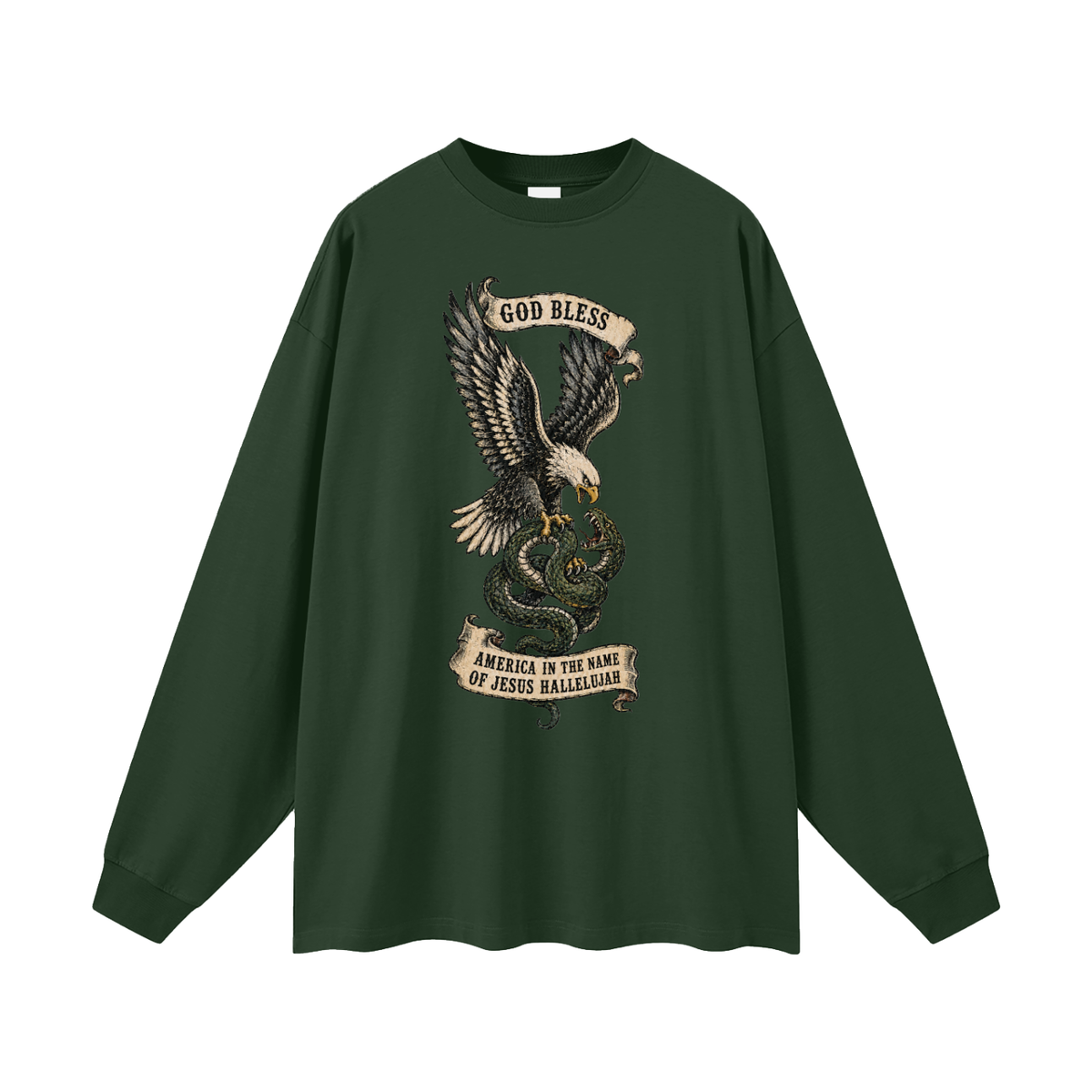 GOD BLESS AMERICA IN NAME OF JESUS HALLELUJAH Long Sleeve T-Shirt