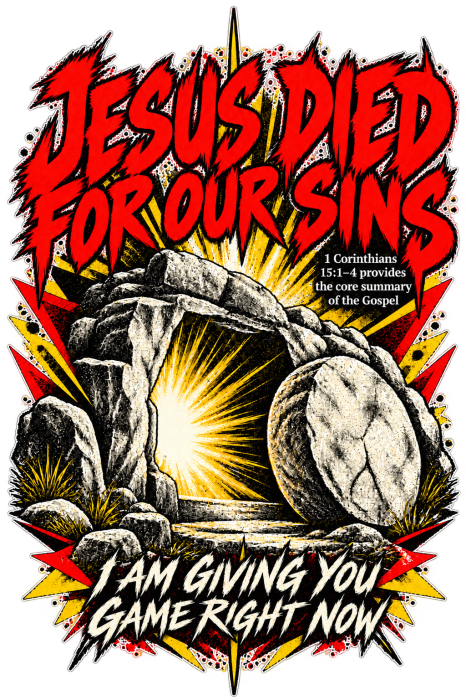 JESUS DIED FOR OUR SINS 1 Corinthians 15:1-4 provides the core summary of the Gospel I AM GIVING YOU GAME RIGHT NOW T-Shirt