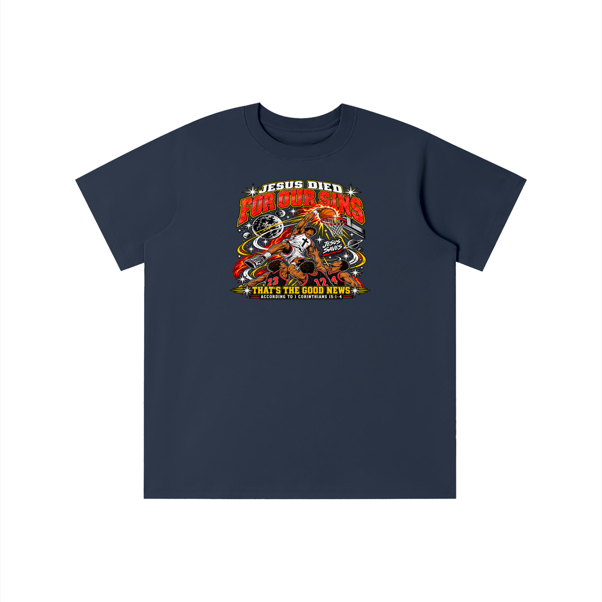 Jesus died for our sins that's the good news according to 1 Corinthians 15:1-4 youthT-shirt
