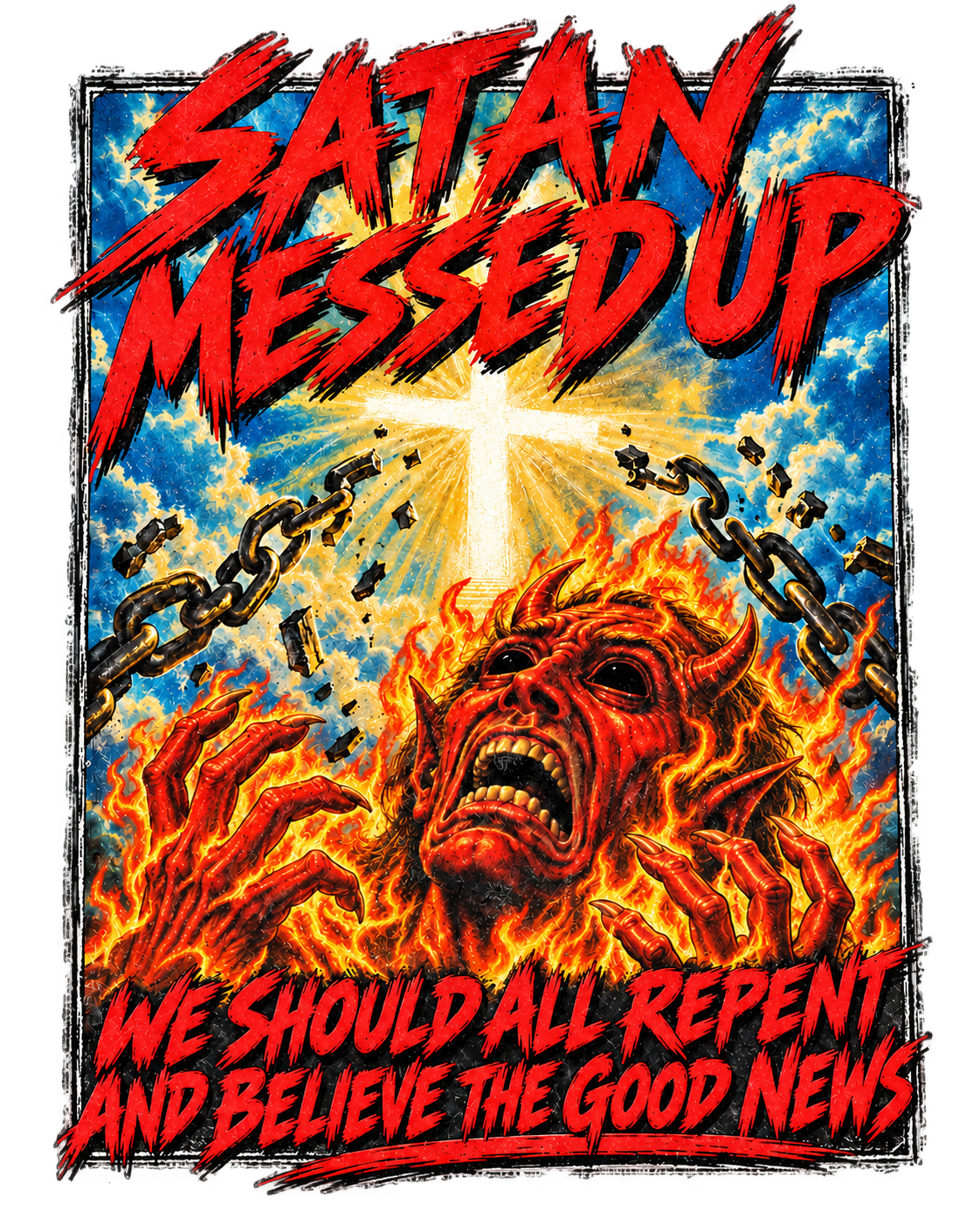SATAN MESSED UP WE SHOULD ALL REPENT AND BELIEVE THE GOOD NEWS no pocket Hoodie