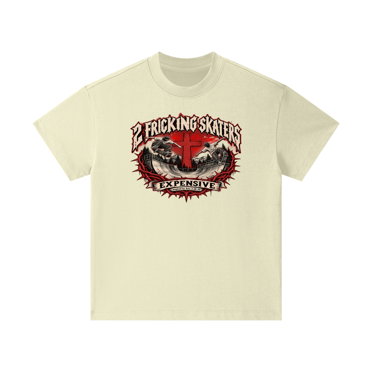 2 FRICKING SKATERS EXPENSIVE inspired by Acts 2:38-39 Kids T-Shirt