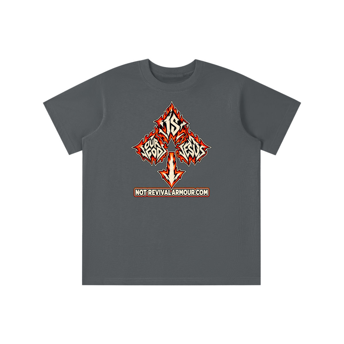 OUR GOD IS JESUS NOT REVIVALARMOUR.COM youth T-shirt