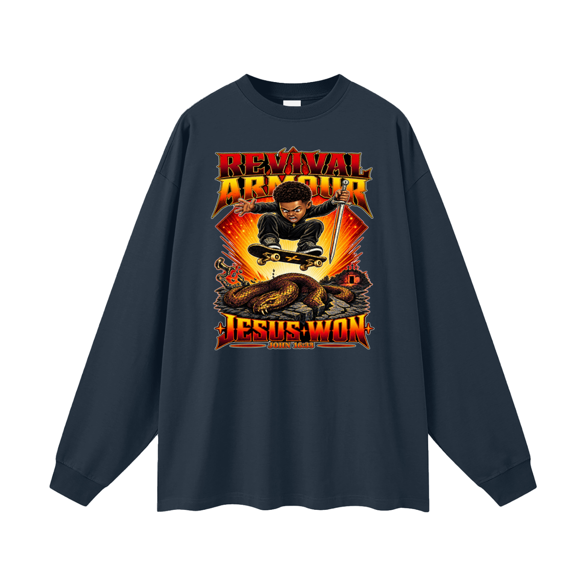 REVIVAL ARMOUR JESUS * WON - JOHN 16:33 - Long Sleeve T-Shirt
