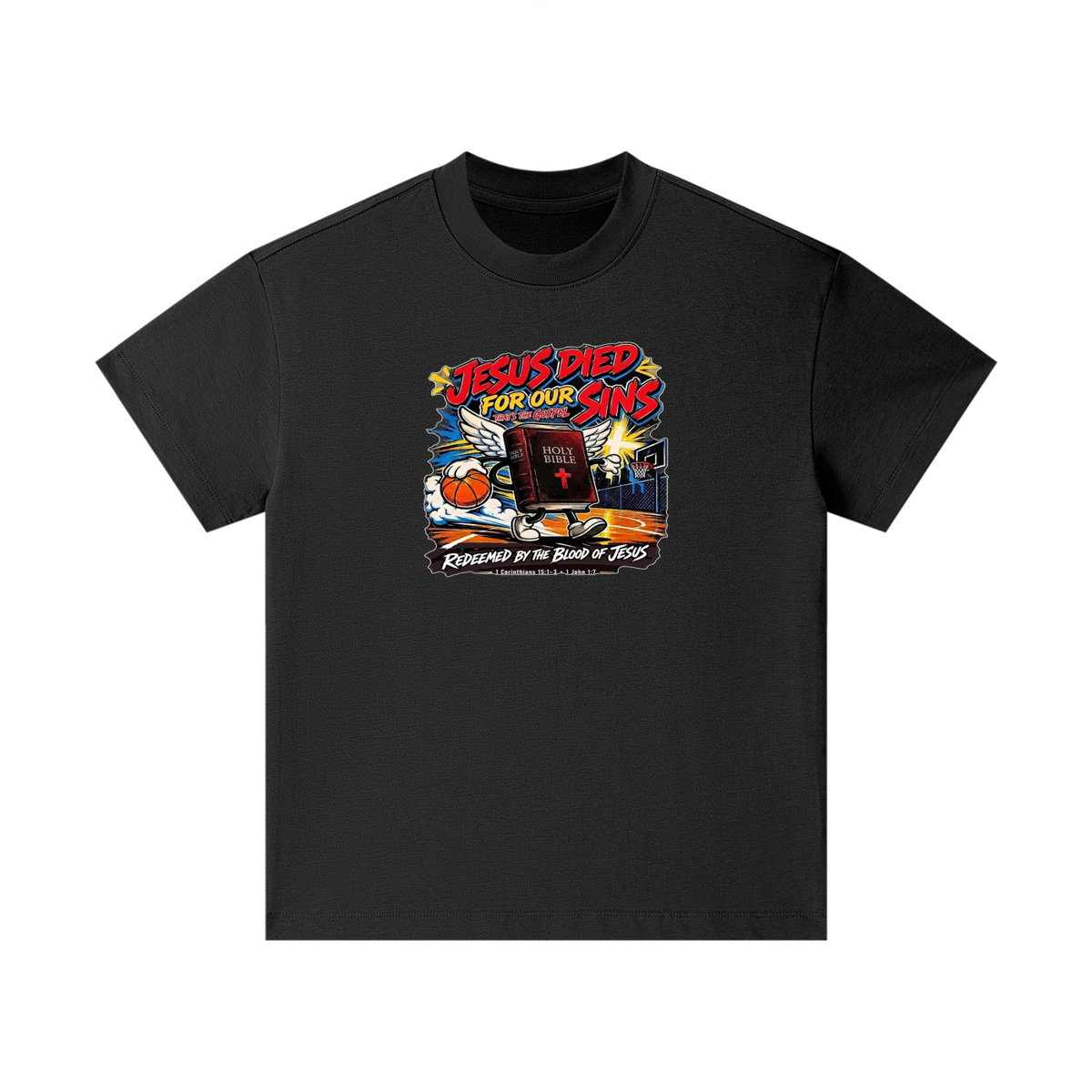 Jesus died for our sins that's the gospel redeemed by the blood of Jesus 1 Corinthians 15:1-3 . 1 John 1:7 Kids T-Shirt