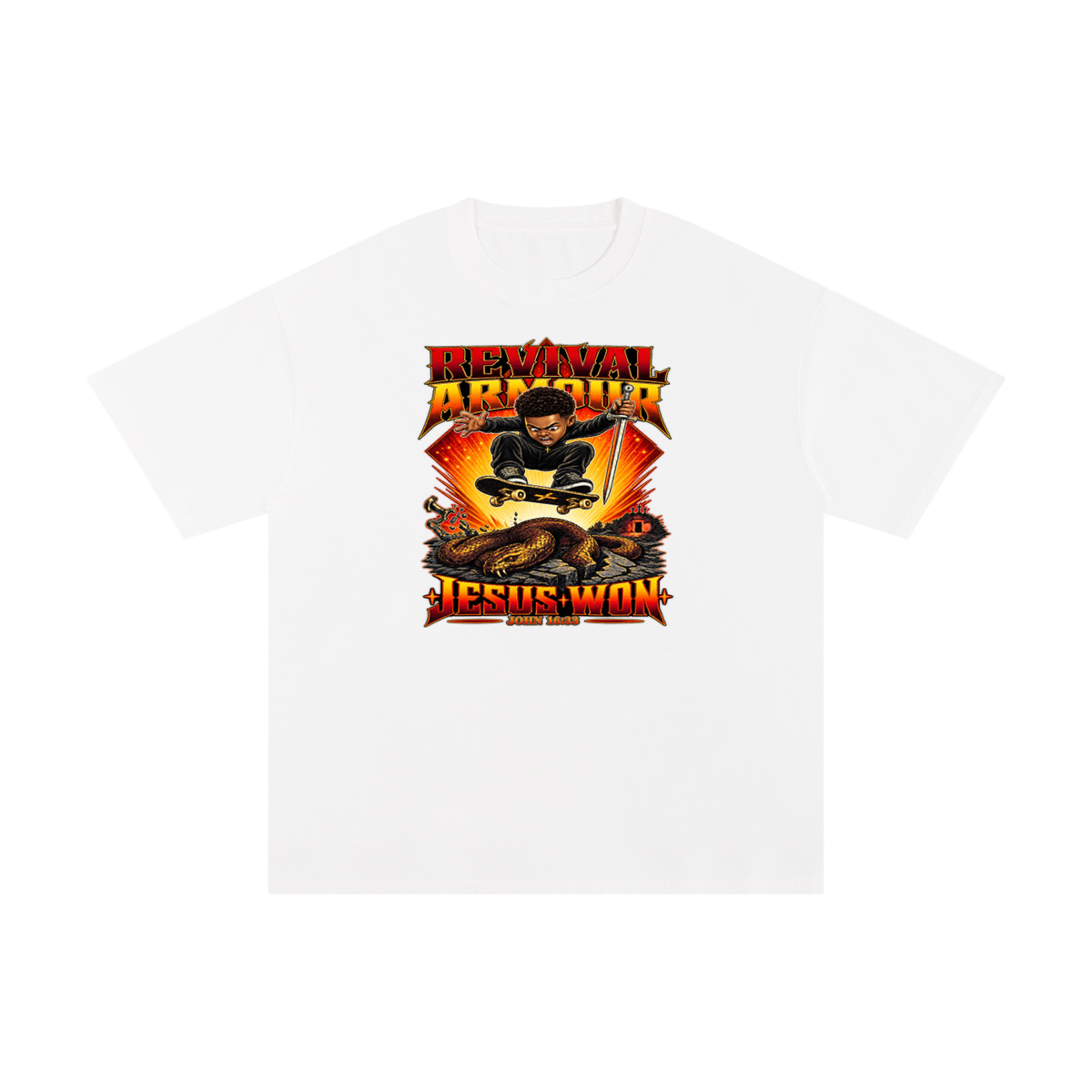 REVIVAL ARMOUR JESUS * WON - JOHN 16:33 - T-Shirt