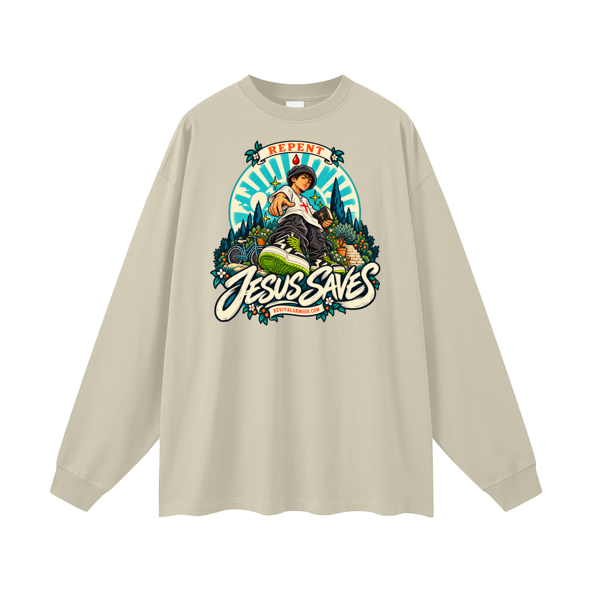REPENT JESUS SAVES REVIVALARMOUR.COM Long Sleeve T-Shirt