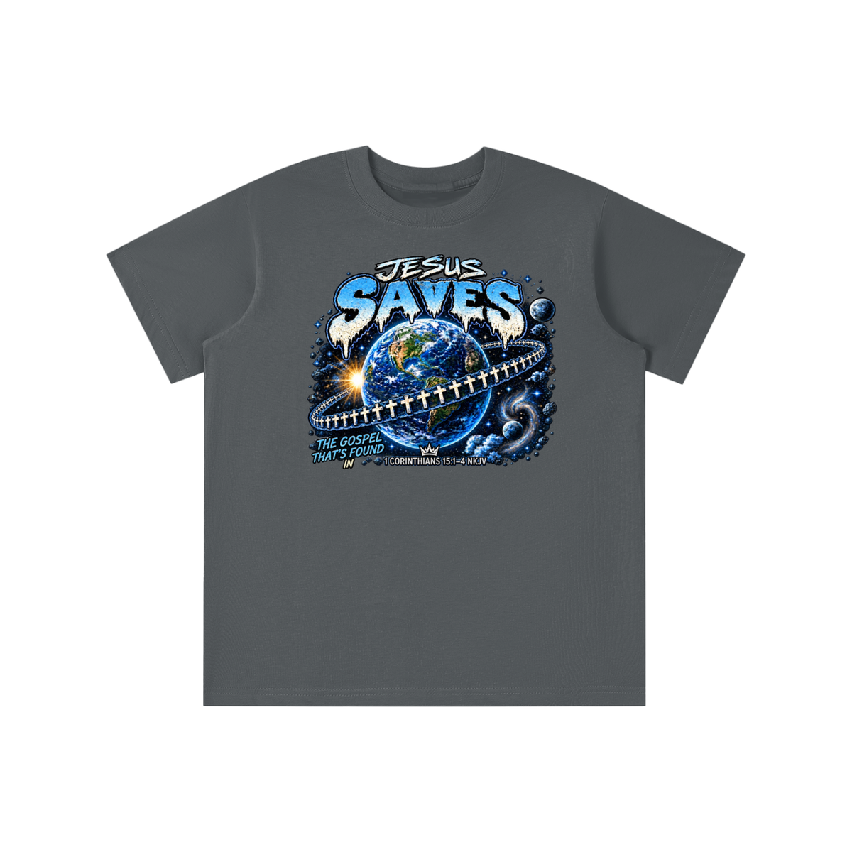 JESUS SAVES THE GOSPEL THAT'S FOUND IN 1 CORINTHIANS 15:1-4 NKJV youth T-shirt