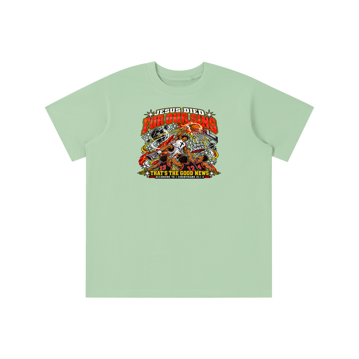 Jesus died for our sins that's the good news according to 1 Corinthians 15:1-4 youthT-shirt