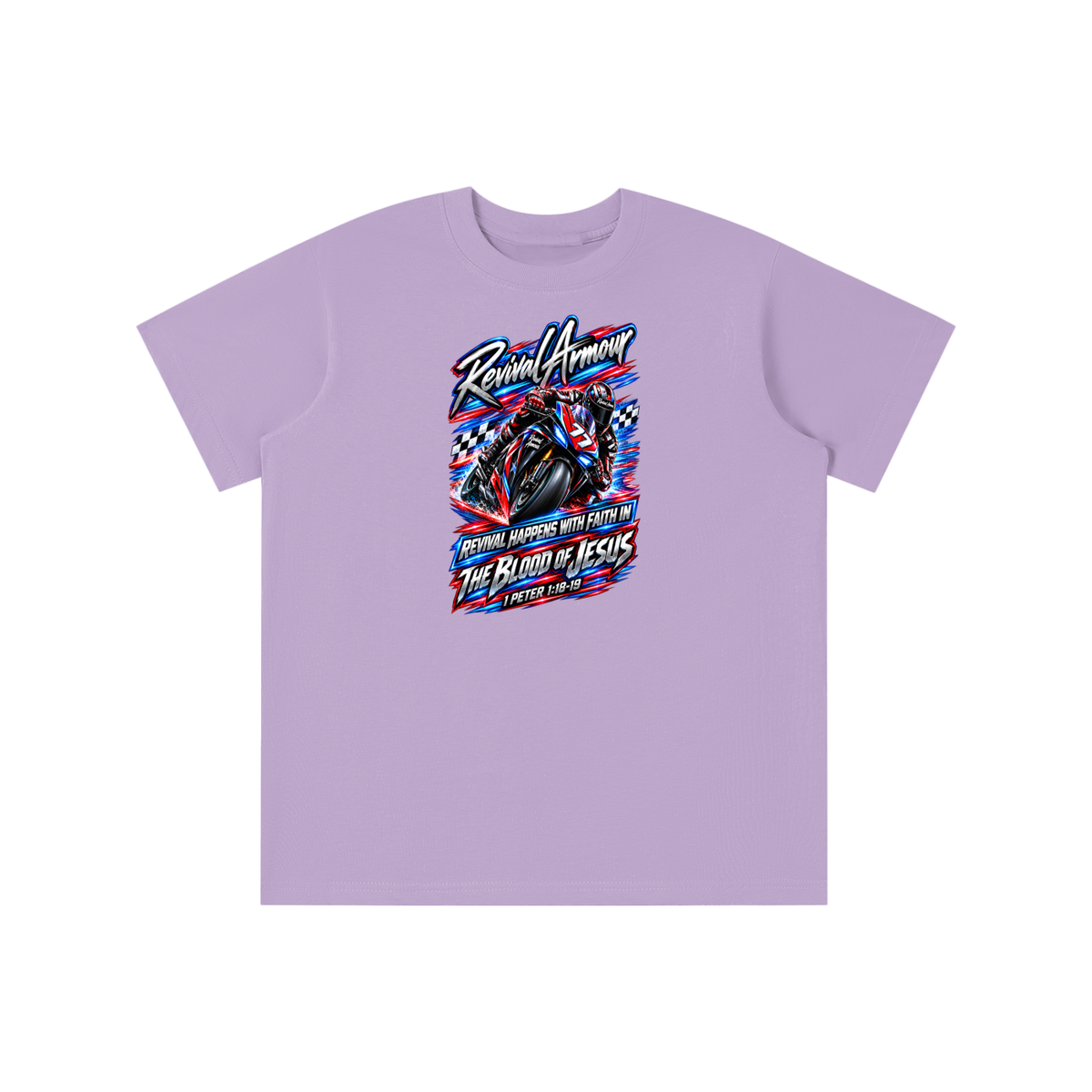 REVIVAL ARMOUR REVIVAL HAPPENS WITH FAITH IN THE BLOOD OF JESUS 1 PETER 1:18-19 youth T-shirt