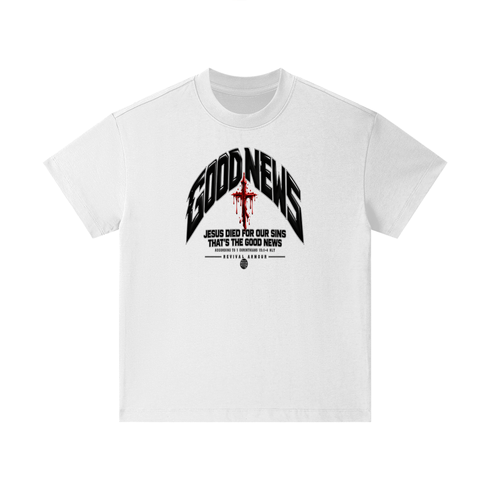 GOOD NEWS JESUS DIED FOR OUR SINS THAT'S THE GOOD NEWS ACCORDING TO 1 CORTHIANS 15:1-4 NLT REVIVAL ARMOUR Kids T-Shirt
