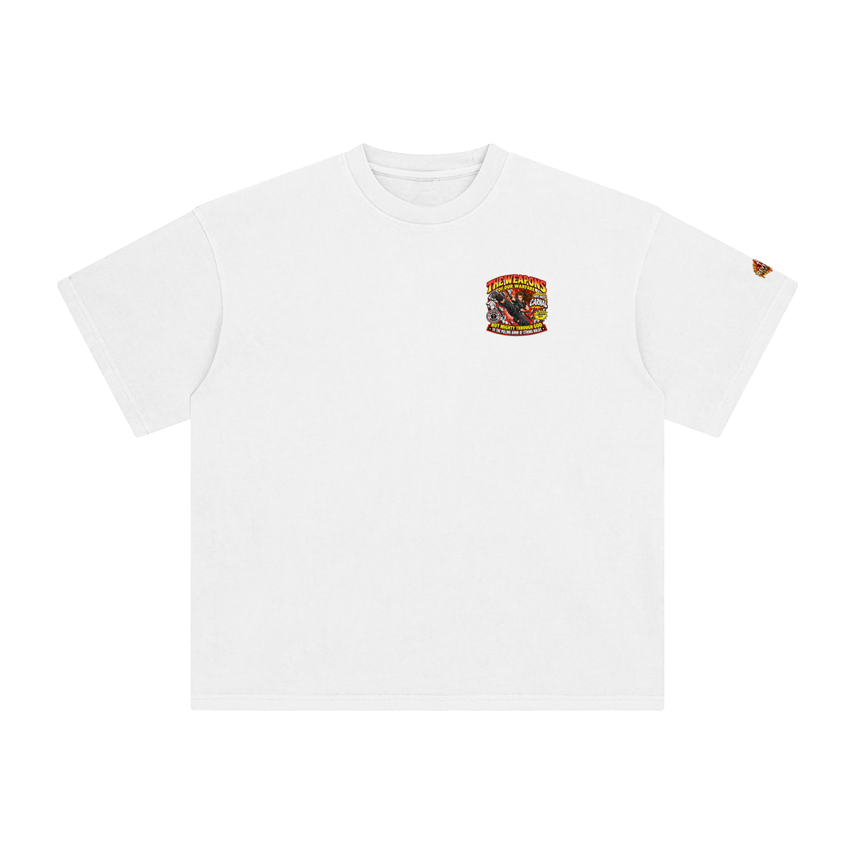 THE WEAPONS OF OUR WARFARE ARE NOT CARNAL INSPIRED BY 2 CORINTHIANS 10:4 BUT MIGHTY THROUGH GOD TO THE PULLING DOWN OF STRONG HOLDS REVIVAL ARMOUR T-Shirt